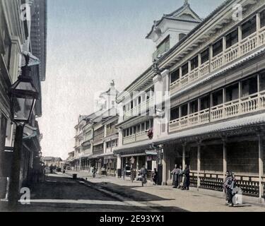 Foto aus dem späten 19. Jahrhundert - Bordelle, Yoshiwara 'Vergnügungsviertel', Tokio, Japan. Stockfoto