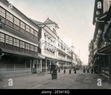 Foto aus dem späten 19. Jahrhundert - Bordelle, Yoshiwara 'Vergnügungsviertel' Tokio, Japan. Stockfoto