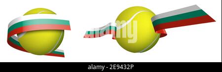 Sport Tennisball in Bändern mit Farben der Flagge Bulgariens. Isolierter Vektor auf weißem Hintergrund Stock Vektor