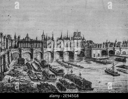 le pont neuf sous henri III, histoire populaire de france par henri martin,editeur furne 1860 Stockfoto