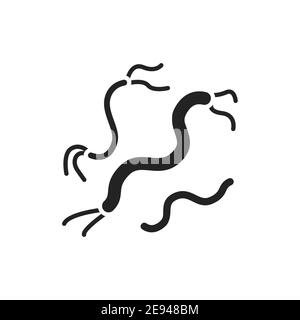 Bakterien Spirilla schwarze Glyphe Symbol. Vektorgrafik Stock Vektor