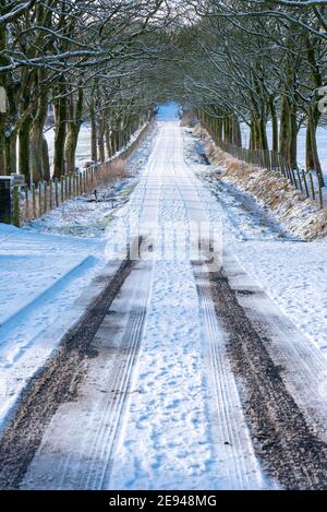 Schlechte Fahrbedingungen auf den Straßen von Lancashire Stockfoto