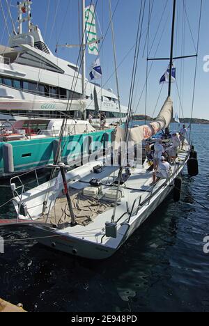 Spupermaxiyacht Regatta 2008, Porto Cervo, Sardinien Stockfoto