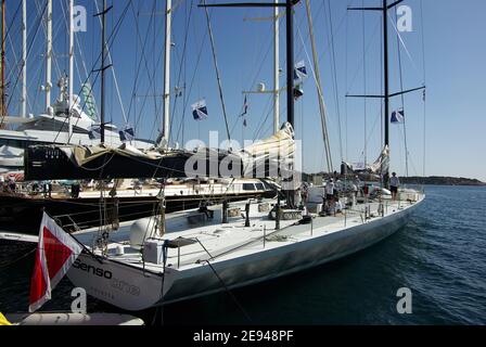 Spupermaxiyacht Regatta 2008, Porto Cervo, Sardinien Stockfoto
