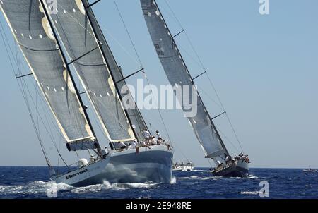 Spupermaxiyacht Regatta 2008, Porto Cervo, Sardinien Stockfoto