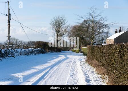 Schlechte Fahrbedingungen auf den Straßen von Lancashire Stockfoto