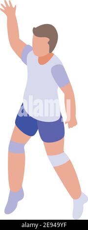 Symbol für Volleyballspieler. Isometrisches Vektor-Symbol für Volleyball-Spieler für Web-Design auf weißem Hintergrund isoliert Stock Vektor