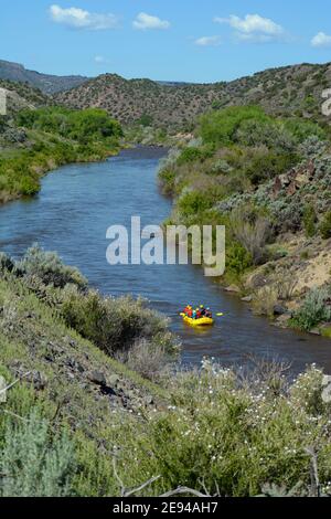 Touristen genießen eine Fluss-Rafting-Ausflüge entlang des Rio Grande in der Nähe von Taos, New Mexico. Stockfoto