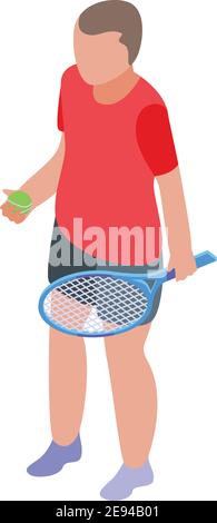 Symbol für Tennisspieler. Isometrisches Sport-Tennis-Spieler-Vektor-Symbol für Web-Design isoliert auf weißem Hintergrund Stock Vektor