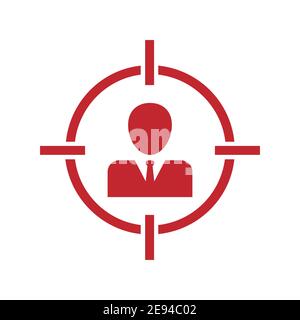 Zielgruppe mit Zielgruppensymbol. Headhunting-Symbol. Konzept „Mitarbeiter zielen“. Vektordarstellung für Marktsegmente. Schild für die Zielgruppenauswahl des Kunden. Stock Vektor