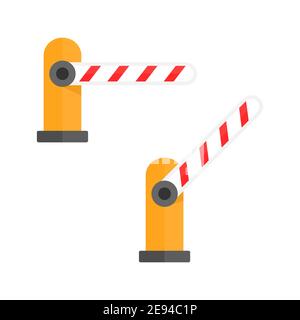 Symbol für automatische Fahrzeugbarriere. Offene und geschlossene Barriere in flacher Ausführung. Vektor-Farbdarstellung isoliert auf weiß. Stock Vektor