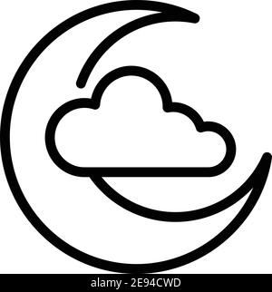 Mond- und Wolkensymbol. Umriss Mond und Wolke Vektor-Symbol für Web-Design isoliert auf weißem Hintergrund Stock Vektor