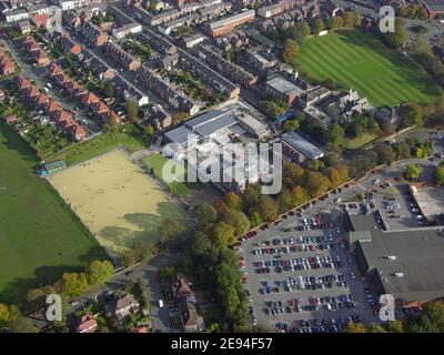 Luftaufnahme der Kings School an der Westminster Road, Macclesfield, Cheshire Stockfoto