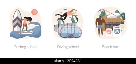 Sommer Urlaub Aktivität abstrakte Konzept Vektor Illustrationen. Stock Vektor