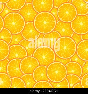 Zitrusgelb rund in Scheiben geschnitten. Natur Sommer Oberfläche Textur Design nahtlose Muster Hintergrund. Vektor-Illustration Bright frische Orange oder Zitrone Frucht Stock Vektor