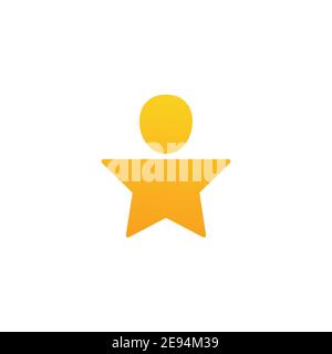 Stern menschlichen goldenen Symbol. Erfolg Menschen Konzept. Abstraktes Gewinnsymbol. Vektorgrafik isoliert auf Weiß. Stock Vektor