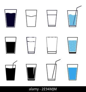 Glaskollektion. Vector Trinkglas Set. Isoliert auf Weiß Stock Vektor
