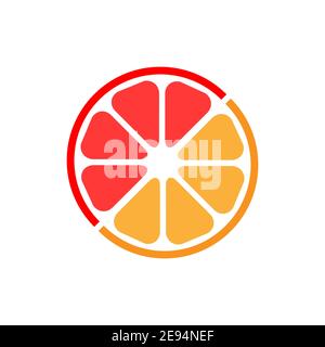 Orangefarbenes Slice-Symbol. Sizilianische Stück orange Vektor-Illustration isoliert auf weiß. Gesunde Ernährung Konzept. Leckere süße Frucht Symbol. Stock Vektor