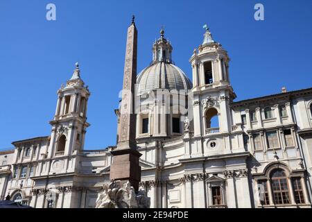 Rom, Italien, Sant'Agnese in Agone Kirche in der Piazza Navona. Barocke Fassade. Stockfoto