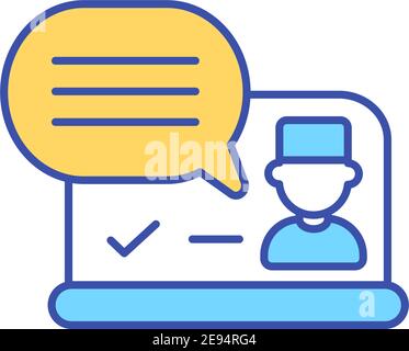 Online-Kommunikation mit Arzt RGB-Farbsymbol Stock Vektor