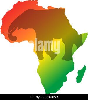 Bunte afrika-Karte isoliert auf transparenten Hintergrund. Welt Vektor Illustration ohne Text . Stock Vektor