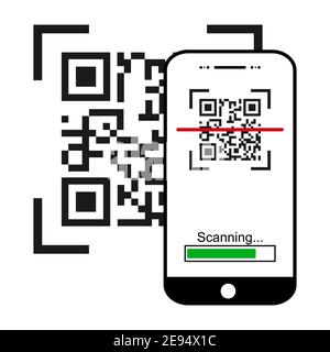 Mobil Scan Flat-Symbol auf weißem Hintergrund isoliert. QR Code Reader Vektor Illustration . Stock Vektor