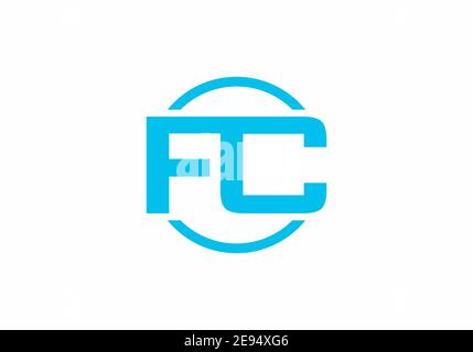 Blaues FC-Logo mit Anfangsbuchstaben Stock Vektor