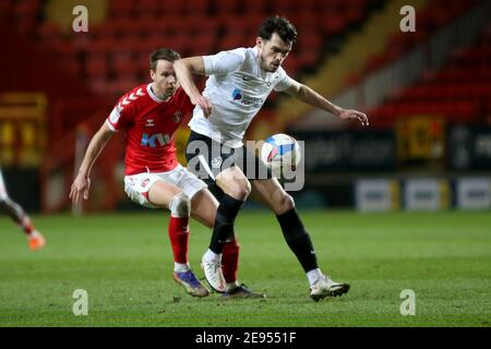 London, Großbritannien. 2nd. Februar 2021. Während des Sky Bet League 1-Spiels zwischen Charlton Athletic und Portsmouth im The Valley, London am Dienstag, 2nd. Februar 2021. (Quelle: Federico Maranesi) Quelle: MI News & Sport /Alamy Live News Stockfoto