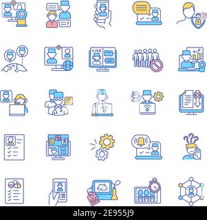 Telemedicine RGB-Farbsymbole eingestellt Stock Vektor