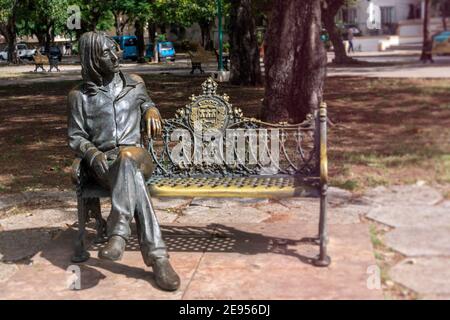 Skulptur John Lennon auf dem Stadtplatz, Havanna, Kuba Stockfoto