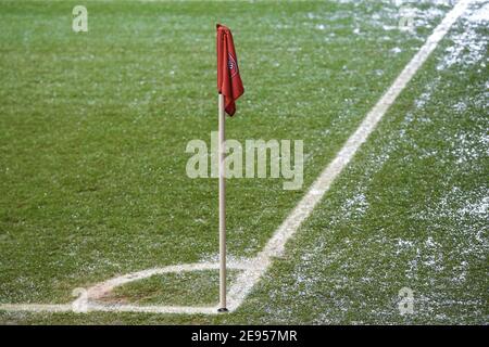 Rotherham, Großbritannien. Februar 2021. Eckfahne bei Rotherham United. In Rotherham, UK am 2/2/2021. (Foto von Dean Williams/News Images/Sipa USA) Quelle: SIPA USA/Alamy Live News Stockfoto