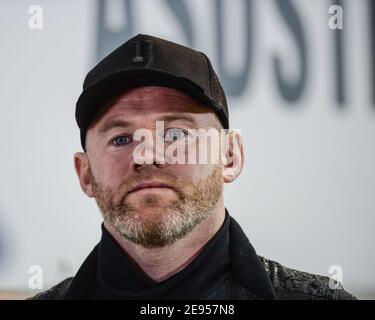 Rotherham, Großbritannien. Februar 2021. Wayne Rooney Manager von Derby County spricht mit den Medien, nachdem sein Seitenspiel mit Rotherham United wegen eines wasserbemannten Platzes abgesagt wurde. In Rotherham, UK am 2/2/2021. (Foto von Dean Williams/News Images/Sipa USA) Quelle: SIPA USA/Alamy Live News Stockfoto