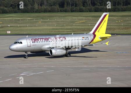 Germanwings Airbus A319-100 mit Zulassung D-AGWD am Flughafen Köln/Bonn. Stockfoto