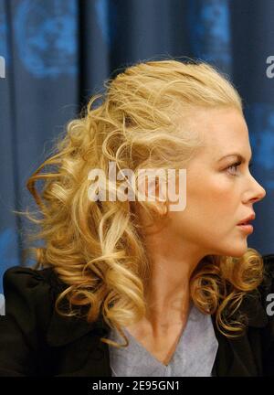 Die australische Schauspielerin Nicole Kidman wurde am Donnerstag, den 26. Januar 2006, während einer Pressekonferenz im Hauptsitz der Vereinten Nationen in New York als Goodwill-Botschafterin für UNIFEM vorgestellt. Foto von Nicolas Khayat/ABACAPRESS.COM Stockfoto