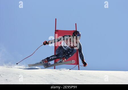 Der US-Amerikaner Bode Miller beim Trainingslauf für die Herren-Abfahrt bei den Olympischen Winterspielen 2006 in Turin am 10. Februar 2006 in Sestriere Borgata, Italien. Foto von Gouhier-Nebinger-Orban/ABACAPRESS.COM Stockfoto