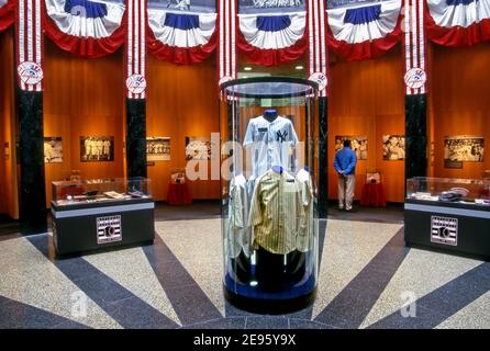 Ausstellung über die New york Yankees in der National Baseball Hall of Fame in Coopestown, New York Stockfoto