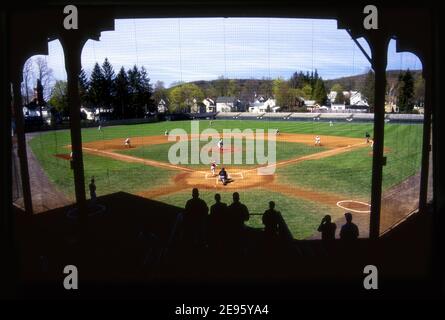 Baseball-Spiel im Doubleday Field in Cooperstown, New York gespielt Stockfoto