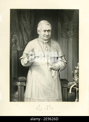 Bildnis nach einer Fotografie des italienischen Papstes Pius IX. (1792 – 1878), geboren Giovanni Maria Mastai-Ferretti, 1874 Stockfoto