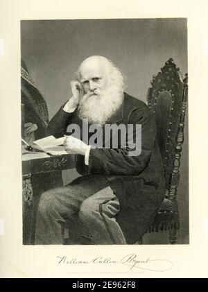 Eingraviertes Porträt nach einer Fotografie des amerikanischen Dichters, Journalisten und Herausgebers William Cullen Bryant (1794 - 1878), 1874. Stockfoto