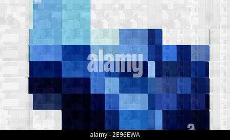 Geometrische blaue abstrakte Pixel Kunst. Mosaic Design Hintergrund. Digitale Abbildung mit Pixelbild 3D. Stockfoto