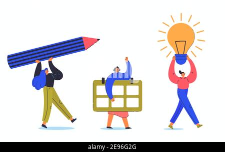 Zeitmanagement-Konzept. Büroangestellter. Stock Vektor