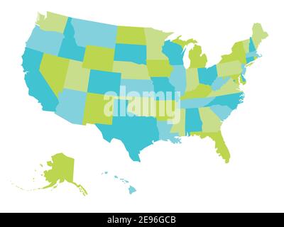 Leere Karte der Vereinigten Staaten von Amerika, USA. Einfache flache Vektordarstellung Stock Vektor