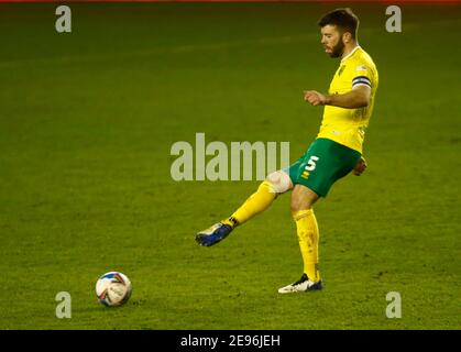 LONDON, Vereinigtes Königreich, FEBRUAR 02: Norwich City's Grant Hanley während der Sky Bet Championship zwischen Millwall und Norwich City im Den Stadium, London am 2. Februar 2021 Credit: Action Foto Sport/Alamy Live News Stockfoto