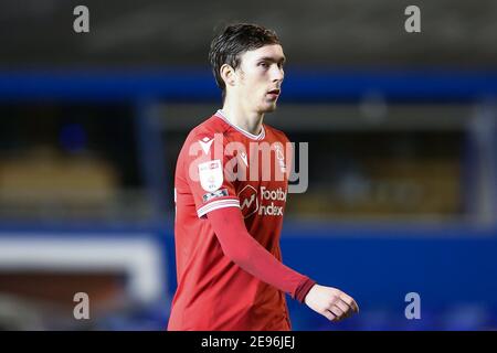 Birmingham, Großbritannien. Februar 2021. James Garner #37 von Nottingham Forest in Birmingham, Großbritannien am 2/2/2021. (Foto von Simon Bissett/News Images/Sipa USA) Quelle: SIPA USA/Alamy Live News Stockfoto