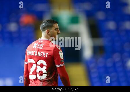 Birmingham, Großbritannien. Februar 2021. Anthony Knockaert #28 von Nottingham Forest in Birmingham, UK am 2/2/2021. (Foto von Simon Bissett/News Images/Sipa USA) Quelle: SIPA USA/Alamy Live News Stockfoto