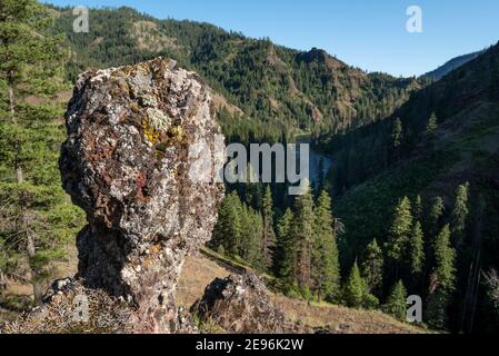 Felsformation über dem Grande Ronde River im Nordosten von Oregon. Stockfoto