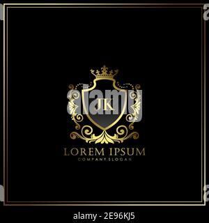JK Initial Letter Luxury Logo Vorlage in Vektor für Restaurant, Royalty, Boutique, Café, Hotel, heraldic, Schmuck, Mode und andere Vektor illustrat Stock Vektor