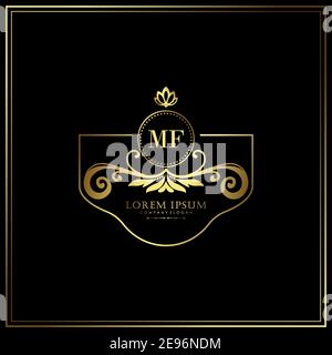 MF Initial Letter Luxury Logo Vorlage in Vektor für Restaurant, Royalty, Boutique, Café, Hotel, heraldic, Schmuck, Mode und andere Vektor illustrat Stock Vektor