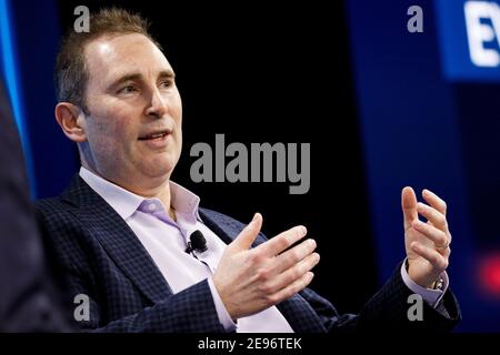 Laguna Beach, Kalifornien, USA. Februar 2021. ANDY JASSY, Chief Executive Officer von Web Services bei Amazon.com Inc, spricht während der WSJD Live Global Technology Conference. Quelle: Patrick Fallon/ZUMA Wire/Alamy Live News Stockfoto