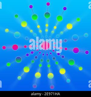 Ein abstraktes gepunktetes Hintergrundbild mit Burst-Form. Stockfoto
